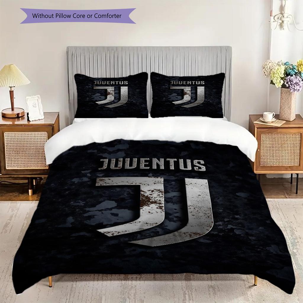 Juventus Football Club Emblem Bedding (1 * duvet cover + 2 * pillowcase, without core) Christmas birthday gift Bedding set Soft and comfortable