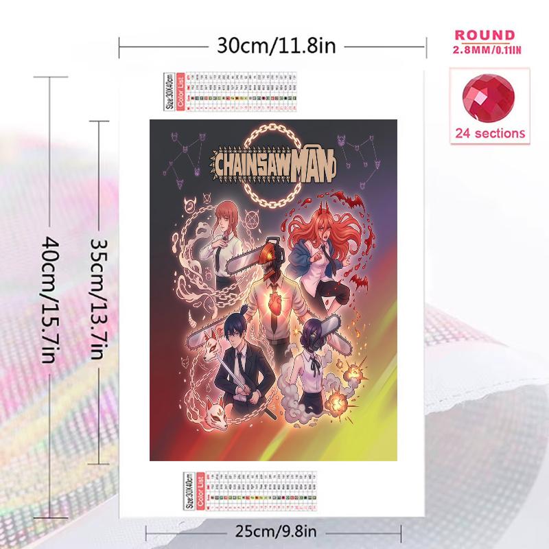 Chainsaw Man Anime Art 100% Round Full Drill 5D DIY Diamond Painting Embroidery Cross Stitch Rhinestone Decor