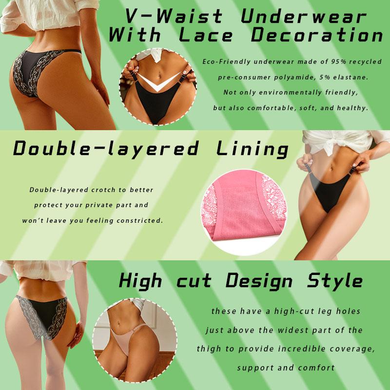 3PCS Sexy High Cut Breathable Panties V Waist Women Briefs Seamless Adjustable Strap Bikini Underwear for Women