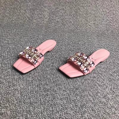 Мода Мода Стразы Шлепанцы Лето Новые Квадратный Носок Открытый Носок Стразы Пряжка Мягкая Подошва Нескользящие Износостойкие Балетки