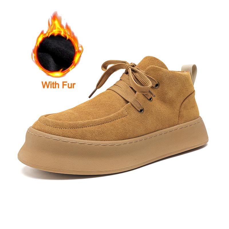 Fashion 2025 New European And American Thick Sole Men Leisure Leather Shoes Round Toe Lace Up Outdoor Shoes Genuine Leather Oxford Shoes