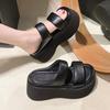 Internet celebrity trend casual wear one-word slippers women's summer 2025 Korean version of muffin thick-soled small man cool shoes