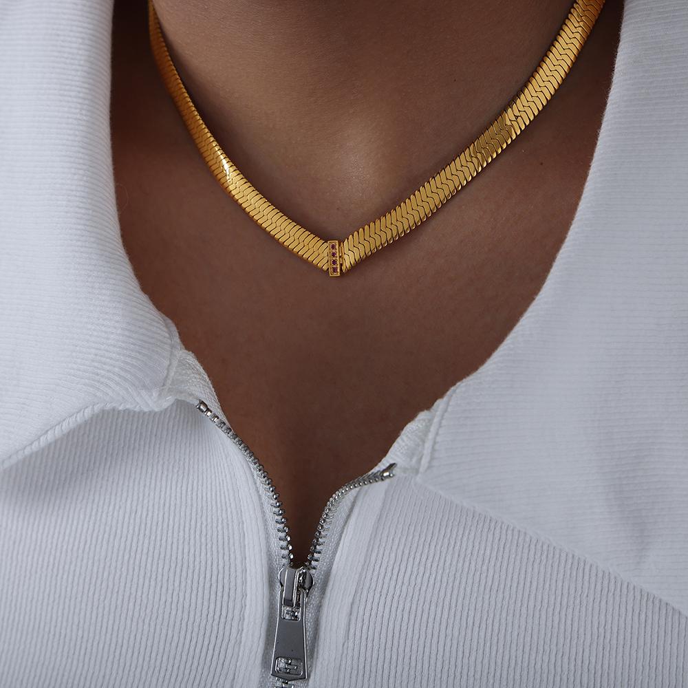 Цепочка из нержавеющей стали 316L для женщин, с покрытием из 18-каратного золота, инкрустированная цирконами, женские толстые колье в стиле хип-хоп и рок