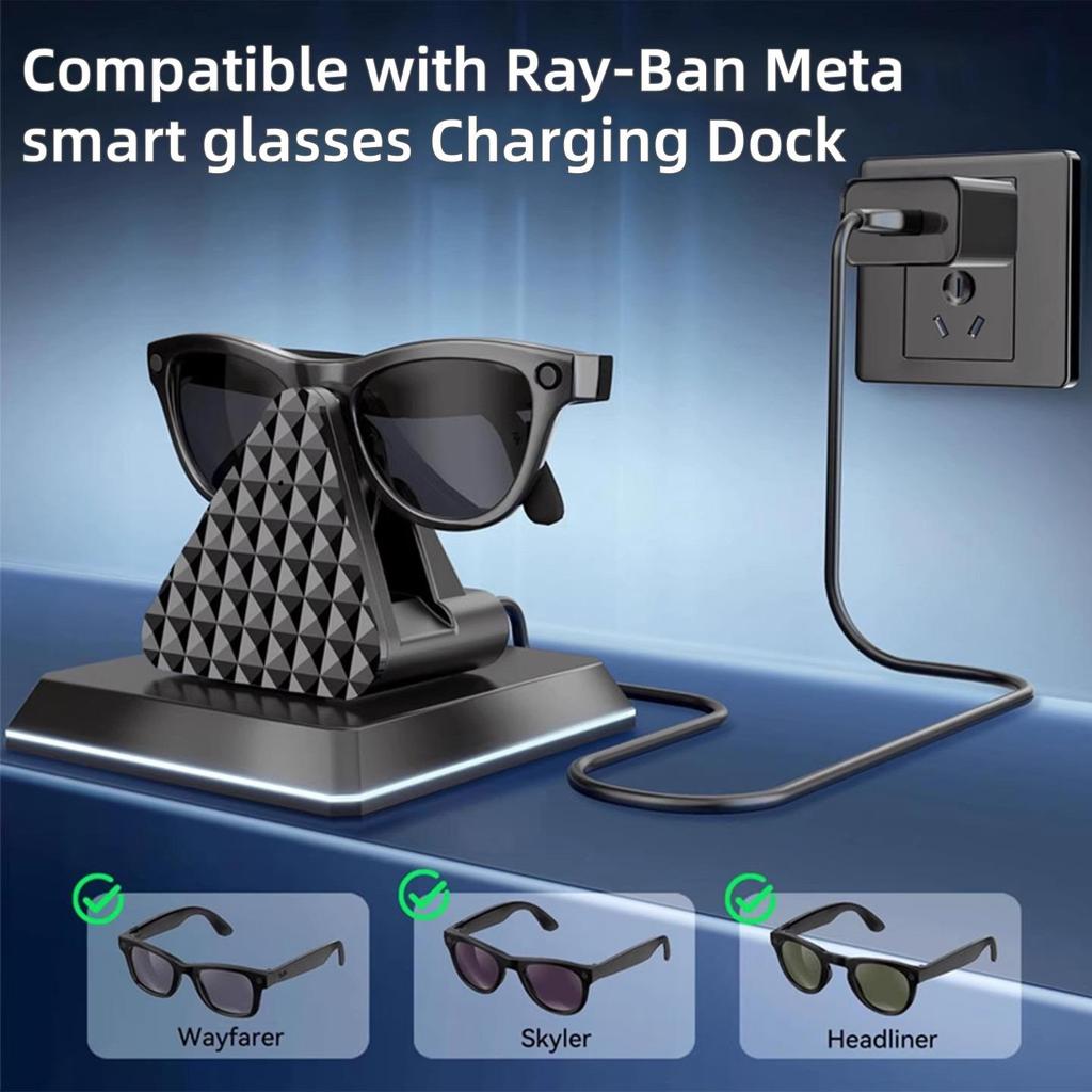 Для умных очков Meta Wayfarer Зарядная док-станция со светодиодным индикатором Множественная защита Портативная дорожная зарядная станция Адаптер Type-C