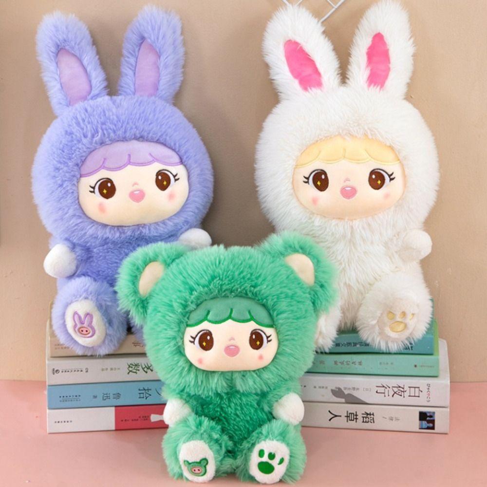 Мягкая длинношерстная кукла кролика, мультяшный кролик, мягкая игрушка, кролик, прессованная кукла, игрушка, подарок на день рождения