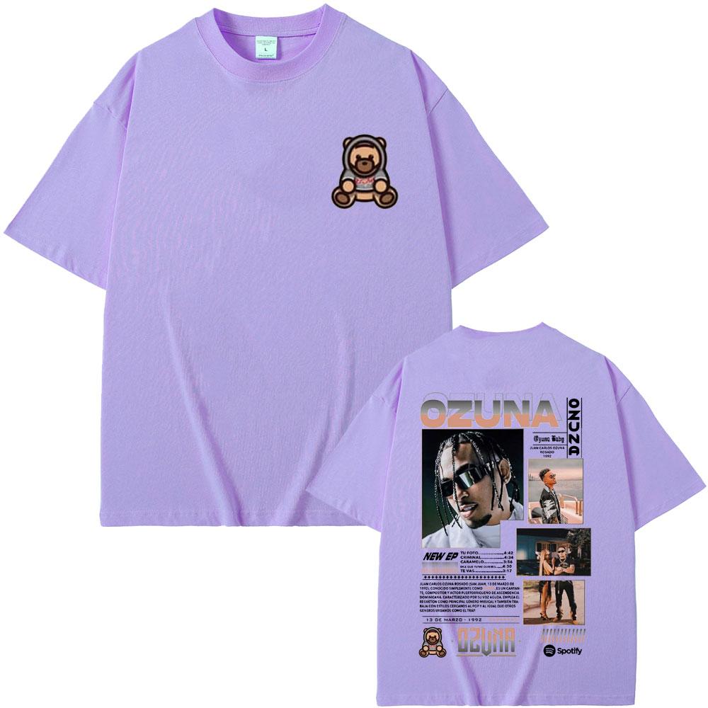Футболка с двусторонним принтом рэпера Ozuna, уличная одежда Anuel AA, мужские и женские футболки оверсайз в стиле хип-хоп, мужская мода, винтажные футболки