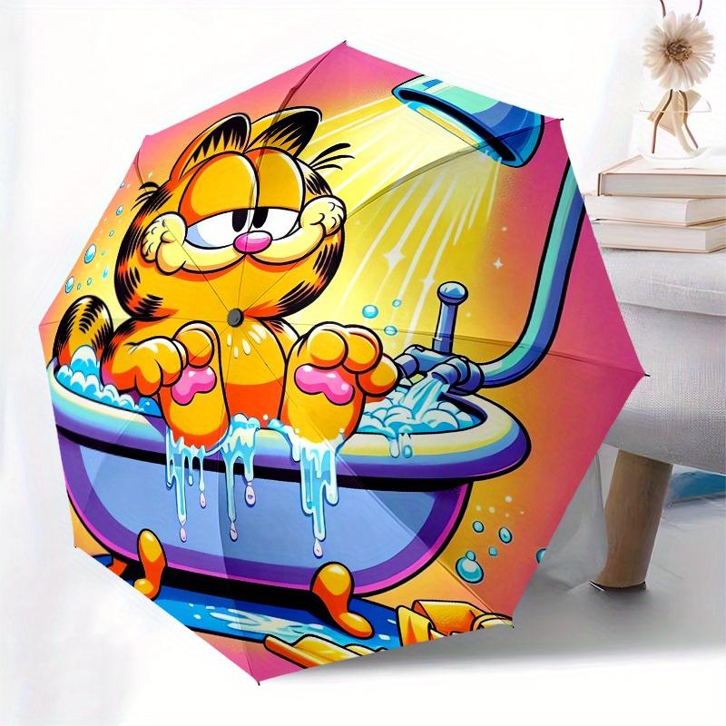 1pc Garfield taking a bath Umbrella with Plastic Handle,Suitable for All Seasons Home Travel Outdoor UmbrellaM943