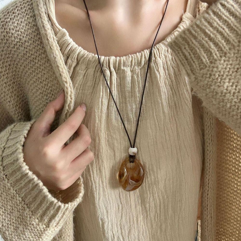 Long Sweater Chain Resin Clothing Pendant Vintage Pendant Necklace Gifts