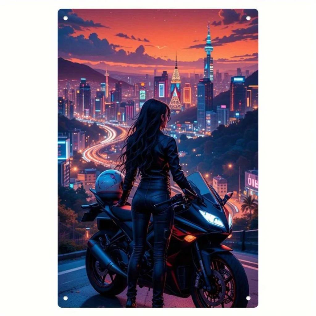 Vintage Motorcycle Tin Sign 8x12 Inch Metal Wall Art for Living Room Bedroom Indoor Outdoor Home Decor