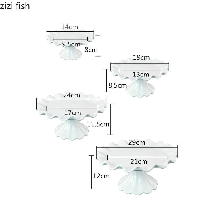 Европейский керамический волнообразный поднос для десерта, высокая подставка для торта, фарфоровый поднос для фруктов, домашнее украшение, новый
