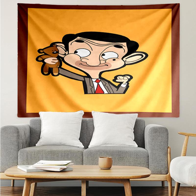 1PC Mr. Bean Adventure K-pop music group Tapestry Accessories for Bedroom,Livingroom, dormitory Room Wall Decor Fan Birthday Gifts