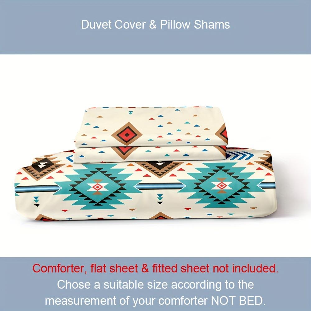 Boho-Chic 3pcs Duvet Cover Set - Breathable Soft Polyester with Zip Closure - Includes 1 Duvet Cover & 2 Pillowcases (No Insert)