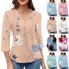 Women's V-neck Gradient Print Three-quarter Sleeve Fashion Top