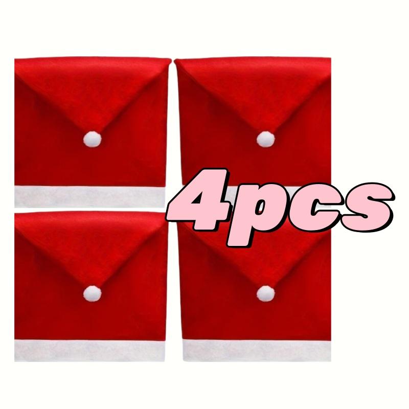 1/4/6pcs Christmas Chair Covers Decor Santa Claus Red Hat Chair Cap Kitchen Dining Chair Slipcovers Sets For Christmas Holiday