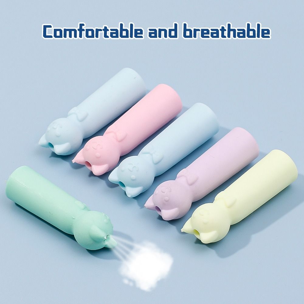 10PCS Cat Shape Erasers 2 In 1 Pencil Extender Cartoon Pen Top Cover Students Gift