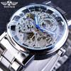 Winner New Top Men's Watch Black Skeleton Steel Band Men's Automatic Mechanical Watch Men's Blue Needle Automatic Mechanical Watch