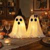 Seasonal Holiday Decor Halloween Ghost Decoration, Light-Up with Witch Hat/Bow, Decoration Spooky Standing for Porch Yard Outdoor Party