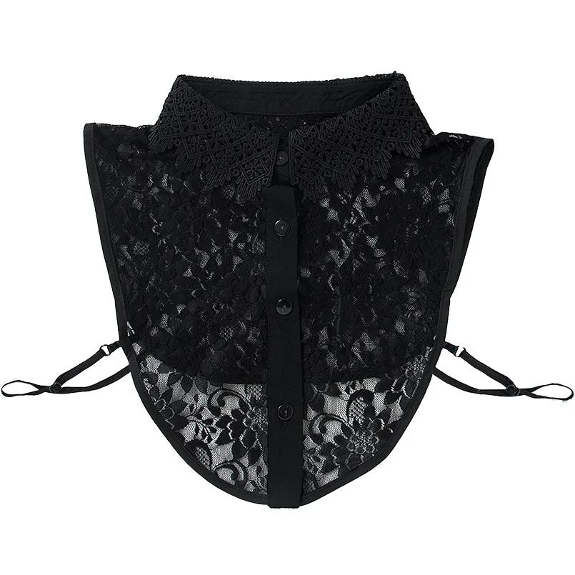 New Chiffon Hollow Out Fake Collar Women Detachable Lapel Choker Necklace Ladies Removable Half Shirt False Collar