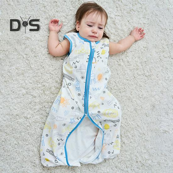 Спальный мешок для малышей 6-24 месяцев, органический хлопок, удобное одеяло, без рукавов, TOG 0,5, двойная молния, спальный мешок для малышей, легкие спальные мешки для