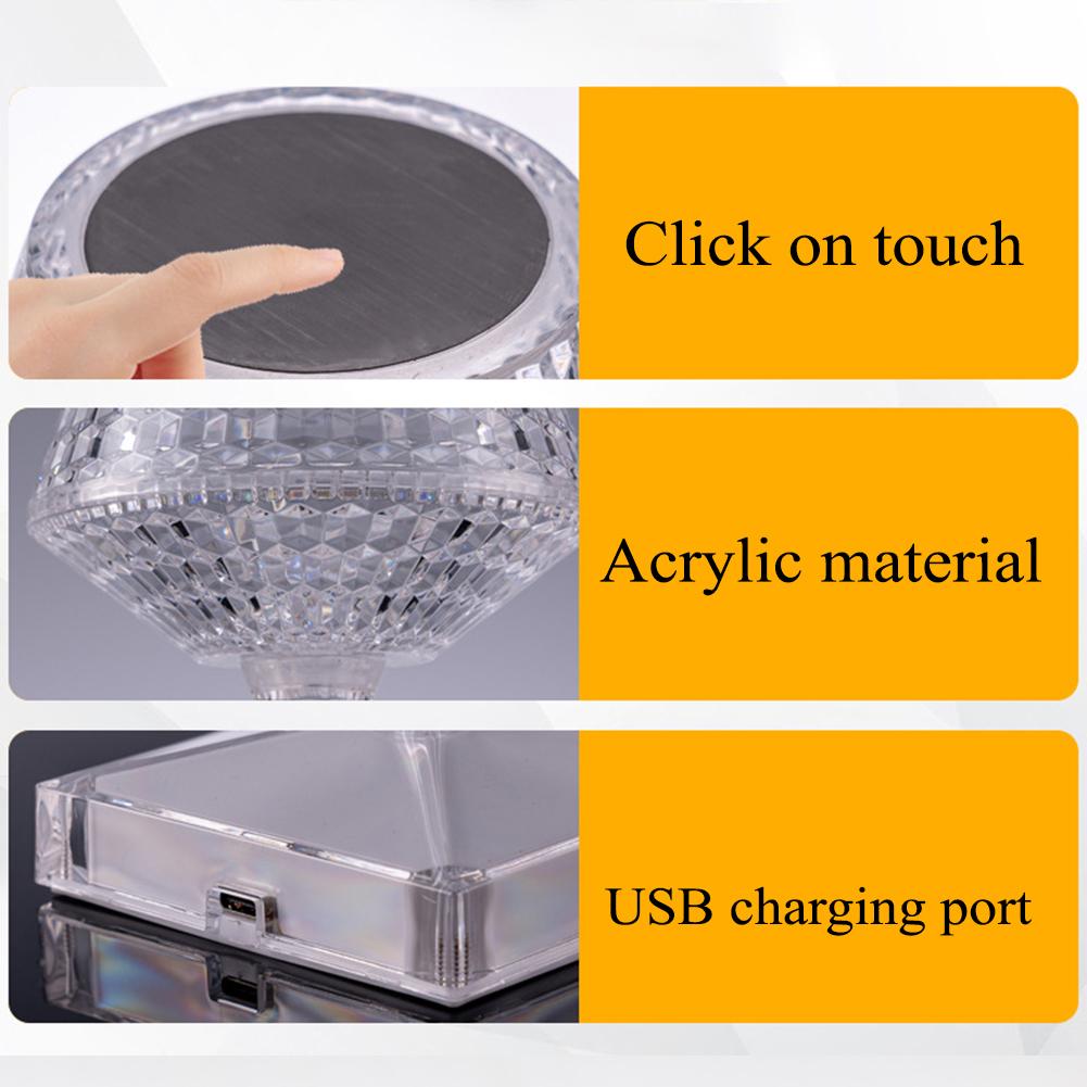 Crystal Table Lamp With Remote Control Led Night Light Luxurious Bedside Atmosphere Lamp USB Desk Lamp Candlelight Dinner Decor