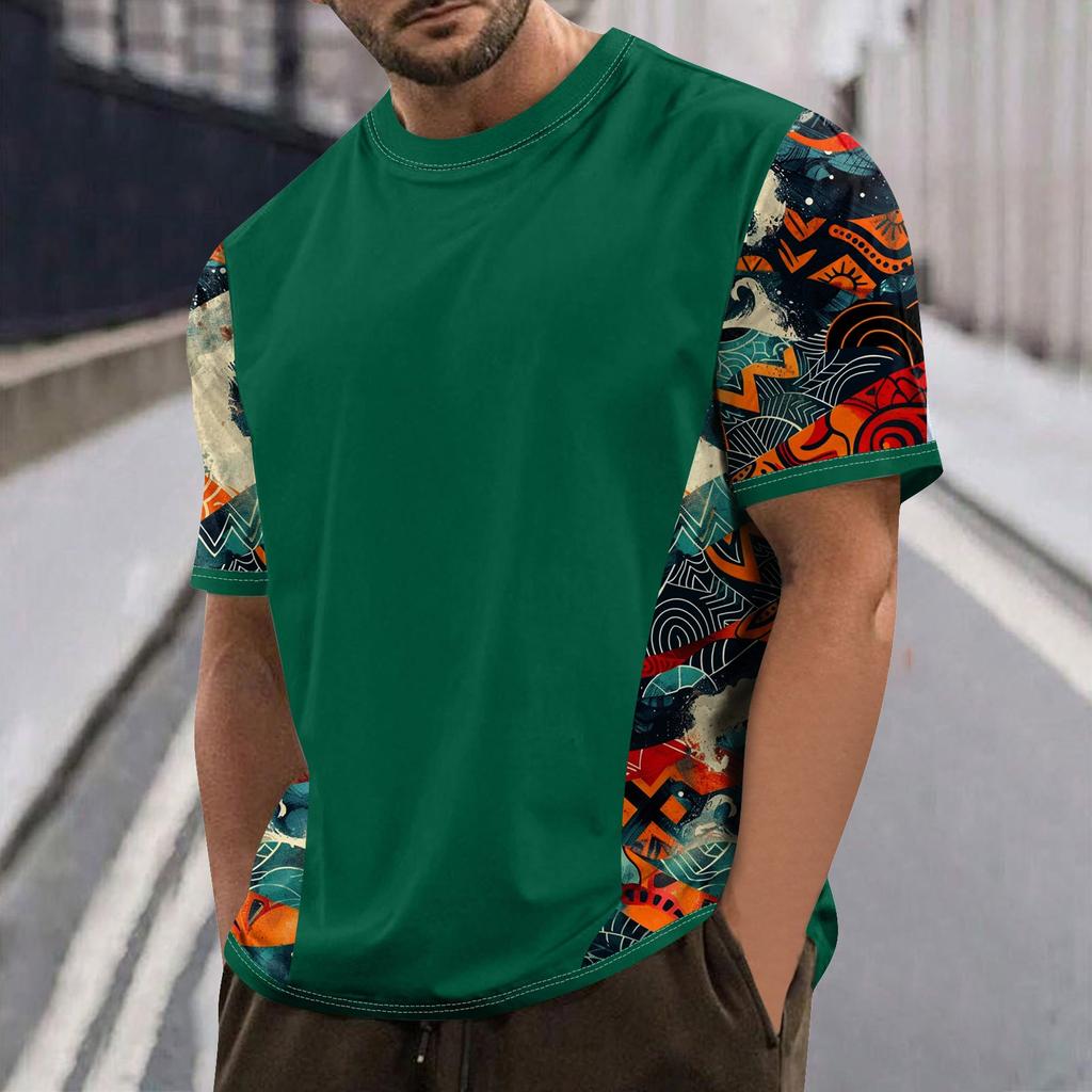 Летняя мужская популярная футболка с круглым вырезом и коротким рукавом с принтом