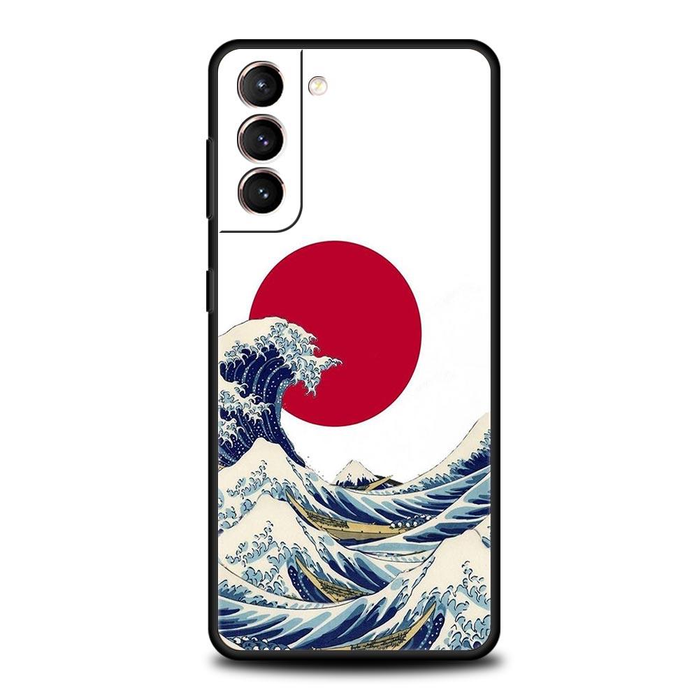 Чехол для телефона Samsung Galaxy S24 S23 Ultra S22 S21 S20 FE 5G S10 S10E S9 Plus S8 Мягкий чехол Япония Великая волна в Канагаве