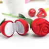 Comedy Red Velvet Rose Ring Box Simulation Flower Romantic Rose to Ring Box Flocking Gimmick Flower Wedding Ring Box Gift Box
