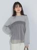 Вязать стыковочный трикотаж СЕРЫЙ ОДИН РАЗМЕР [Beams Heart] L/S o/Tulle Women's