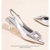 Летняя Новая Мода Туфли на Высоком Каблуке Женские Туфли с Острым Носком Платья Сандалии Летние Женские Элегантные Сексуальные Сандалии со Стразами