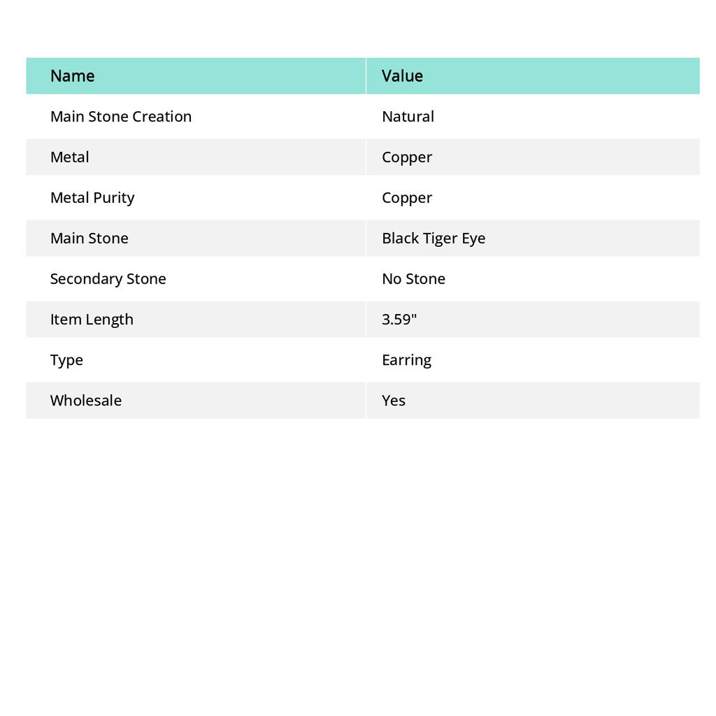 Серьги из натурального черного тигрового глаза с медной проволокой 3,59 дюйма U8p96
