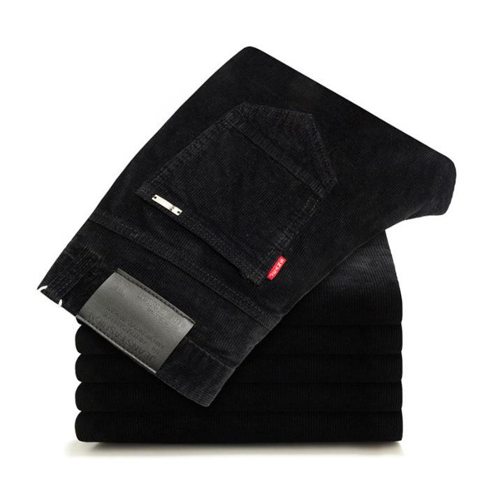 Осенне-зимние вельветовые мужские свободные прямые брюки в деловом стиле, мужские облегающие полосатые бархатные брюки