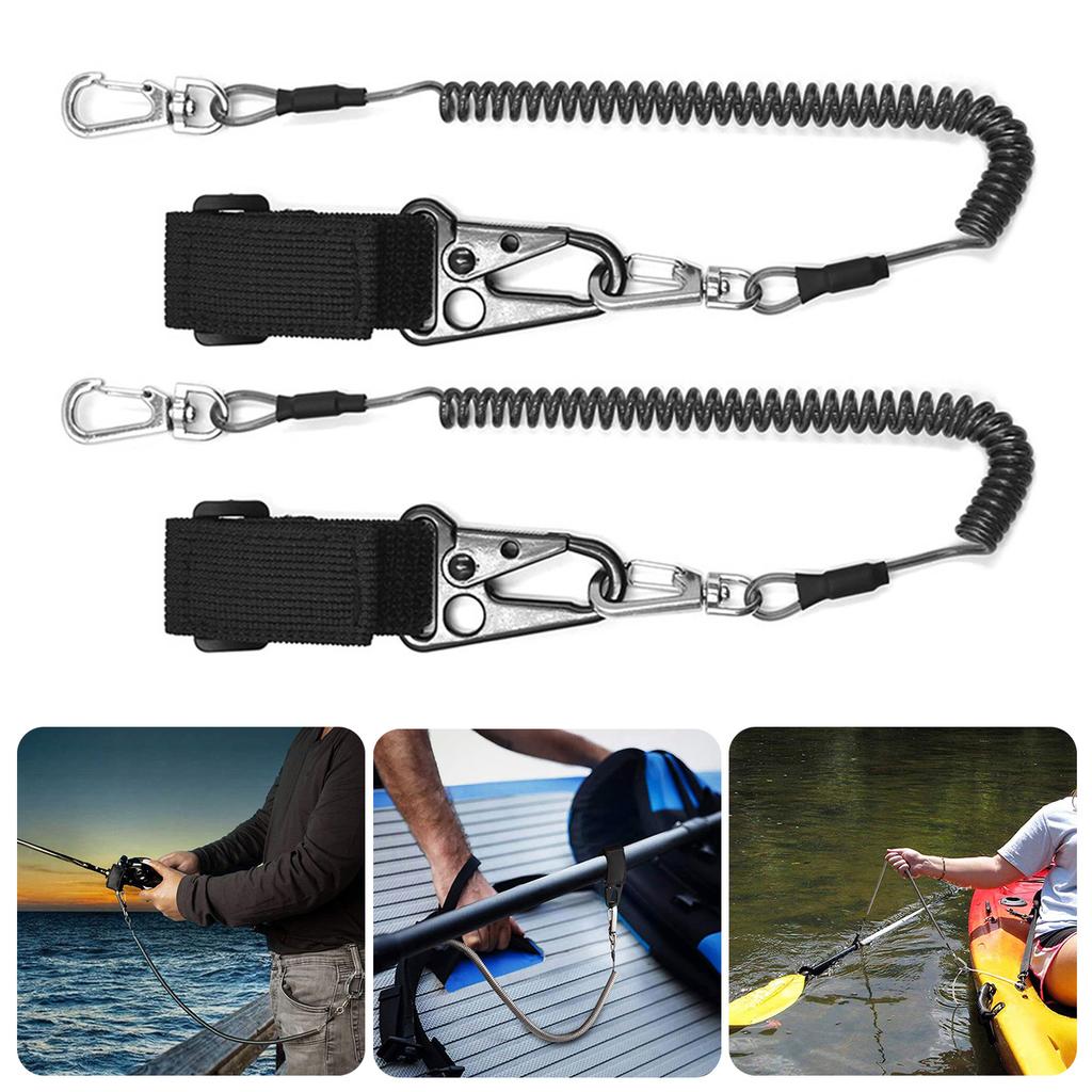 1pc/2pcs Tie Belt Wrap Strap Fishing Casting Rods Holder Belt Metal Buckle Strap Fishing Pole Tether with Coiled Lanyard