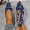 Stylish Cross-border Knit Flat Shoes For Women With Geometric Pattern And Pointed Toe Design