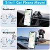 Car Phone Holder Dashboard Windshield Suction Mount Telescopic Arm Auto-Lock 360° Swivel Cradle for iPhone Samsung GPS