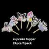 24Pcs Double‑Sided Cartoon Cake Toppers, Toothpick Cupcake Picks, Birthday Party Dessert Table Decorations Supplies