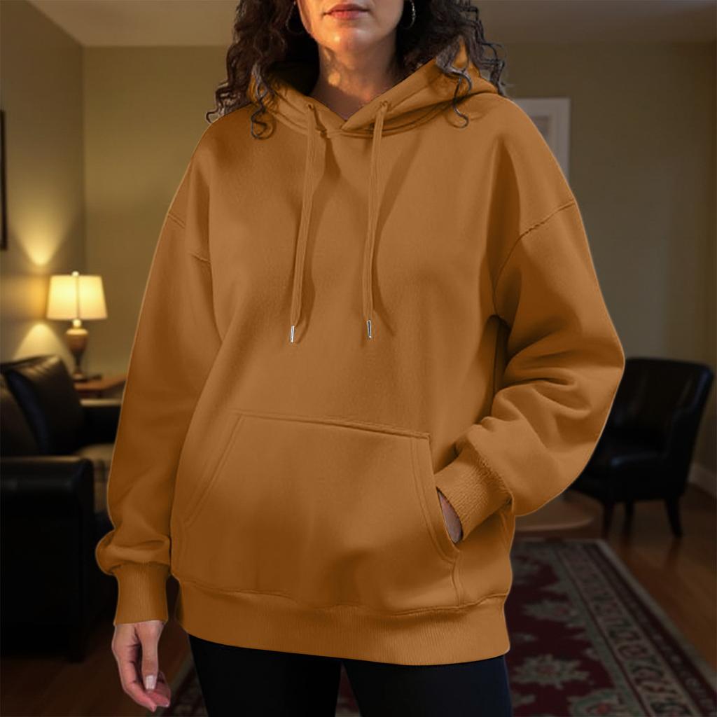 Women's Fashion Solid Color Casual Long Sleeve Hoodie