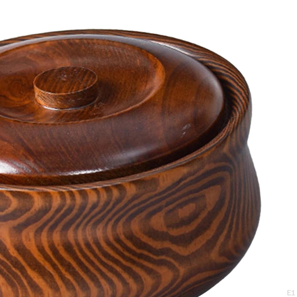 Деревянная с крышками для хранения суповых хлопьев, твердая миска для сервировки