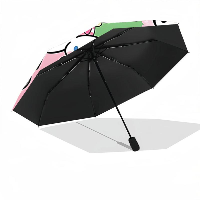 1pc Sanrio Rainbow Hello Kitty and Friends Durable Cartoon Folding Umbrella, Portable 3-Fold Compact Umbrella for Men and Women, Suitable for Travel o