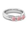 Pink CZ Three Stone Women Wedding Ring - 925 Sterling Silver