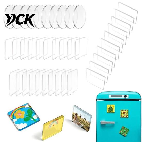 DIY Fridge Magnet Kit 10/20/50Pcs Kit, Clear Acrylic Magnetic Photo Frame with Picture Making Adhesive Backing, Custom Set for Crafts Decorative