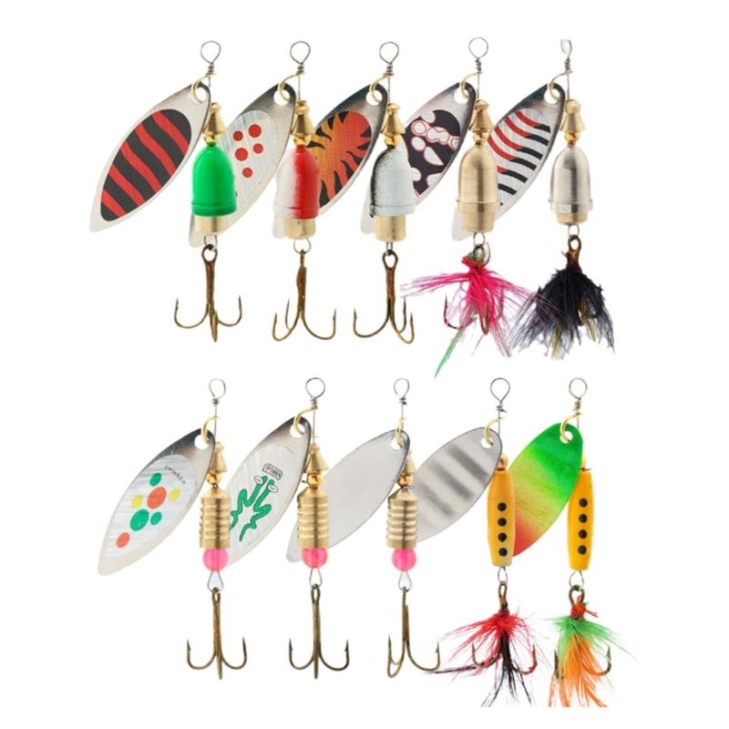 5 шт. Металлическая вращающаяся блесна для дальнего заброса с крючком, блестками, искусственными приманками, твердый металлический спиннер, простая в использовании