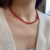 Natural Red Agate Beaded Necklace Women Vintage Round Carnelian Choker Necklaces Elegant Daily Wear Jewelry
