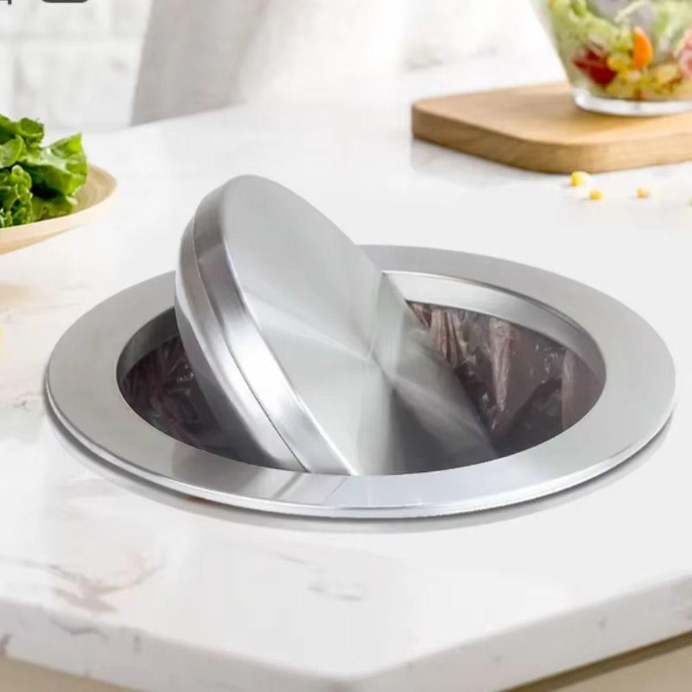 Built-in Countertop Trash Bin Waste Lid Recessed Trash Can Lid Flap Lid Cover Garbage Can