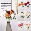 Real Touch Artificial Dahlia Flower Realistic Fake Flower Faux Dahlia Branch  Wedding Party Decor