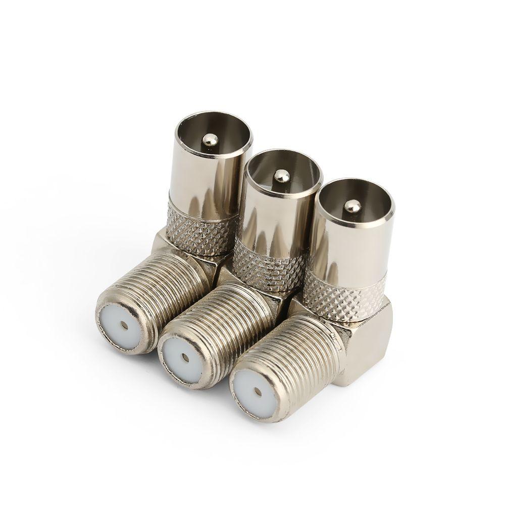 90 Degree Antenna Right Angled Satellite Coax Connectors Aerial Male Adapter F Female To TV Male