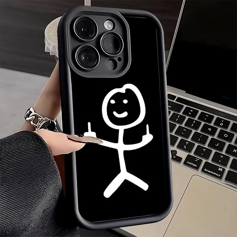 Чехол для телефона iPhone 17 Air 16E 15 16 Pro Max Смешной Стикермен Человек-спичка Чехол 14 Plus 13 12 Mini Мягкий Силиконовый Fundas