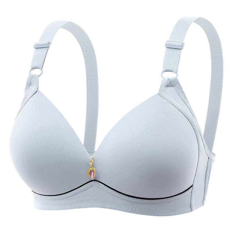 Underwear Large Size Thin No Steel Rim Bra Gathering Glossy No Traces Glossy Big Breasts Small Women's Breathable Upper Support Bra