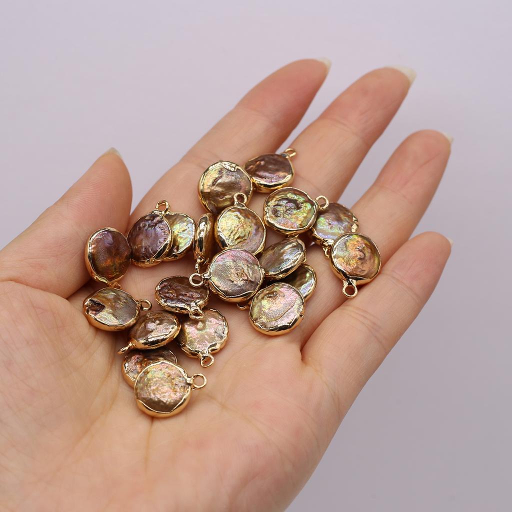 1 шт., мини-подвеска из искусственного жемчуга в стиле барокко, богемные круглые золотистые подвески с завернутыми краями для самостоятельного изготовления ожерелья, брелока, подвесных аксессуаров, ювелирных изделий