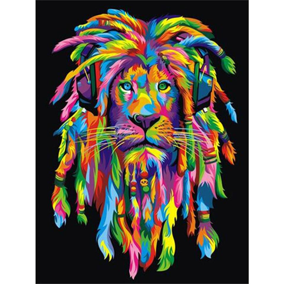 DIY 5D Diamond Painting Animal Lion Cat Monkey Cross Stitch Kit Diamond Embroidery Mosaic Art Picture Rhinestone Decoration Gift