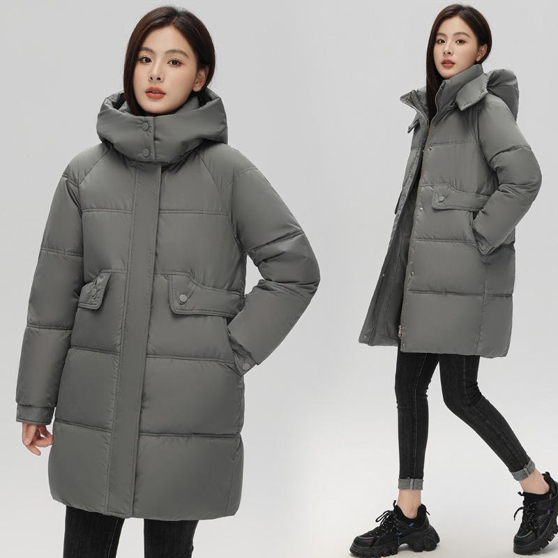 Off-season New Down-padded Jacket for Women, Mid-length and Small, Thickened Hooded Bread Coat, Winter Warm Jacket